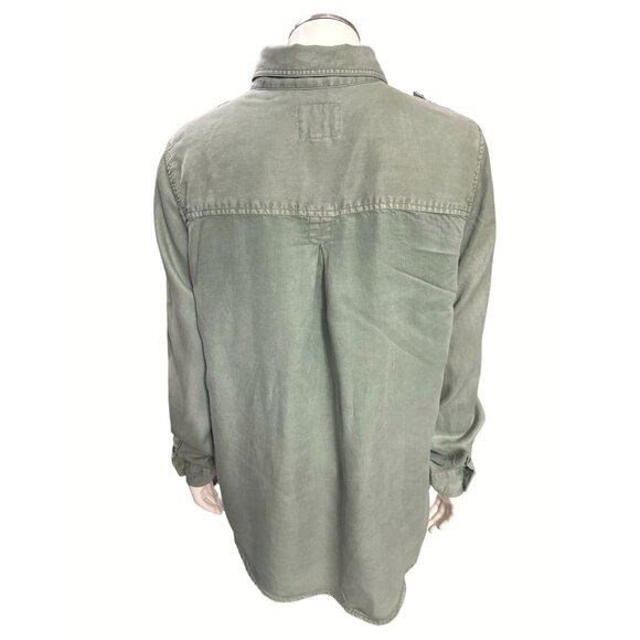 American Eagle Outfitters Boyfriend Fit Button Up Shirt Medium Green Long Sleeve - Picture 3 of 11